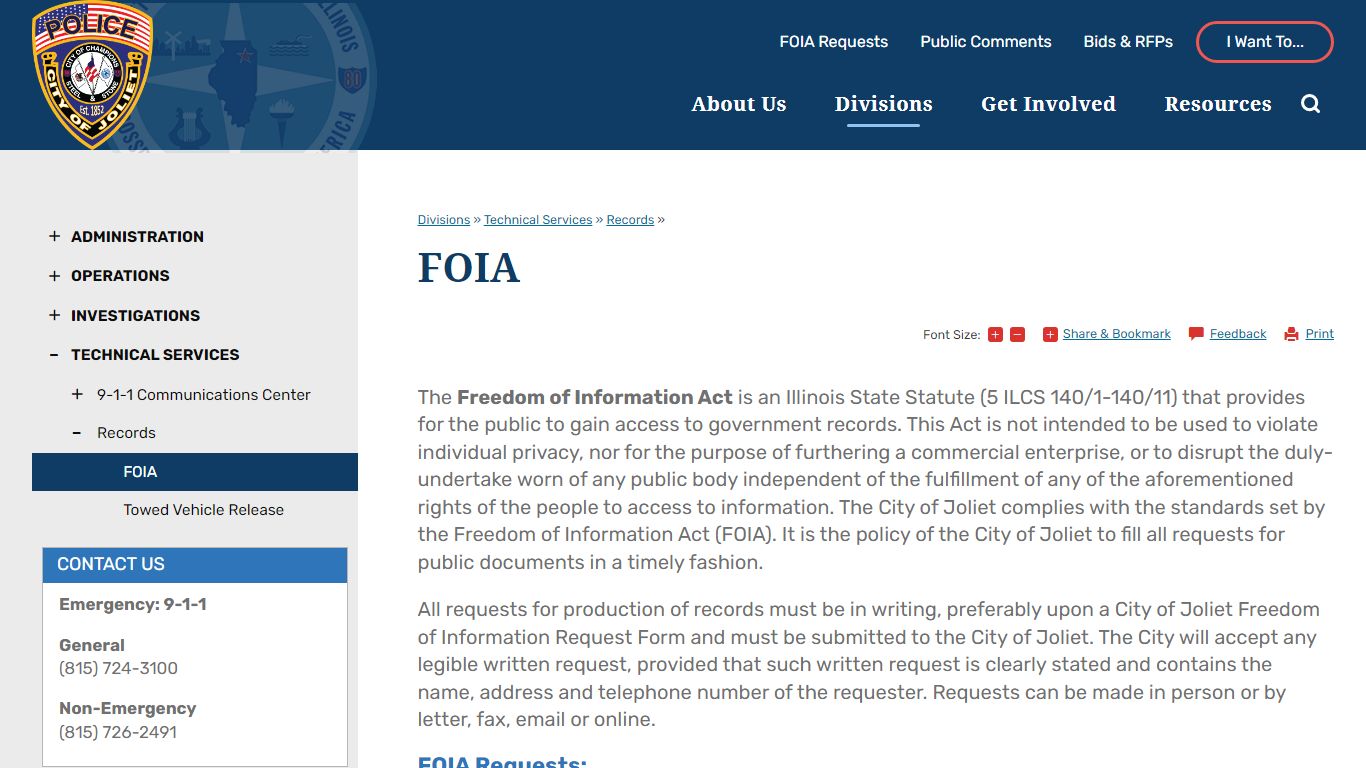 FOIA | City of Joliet, IL